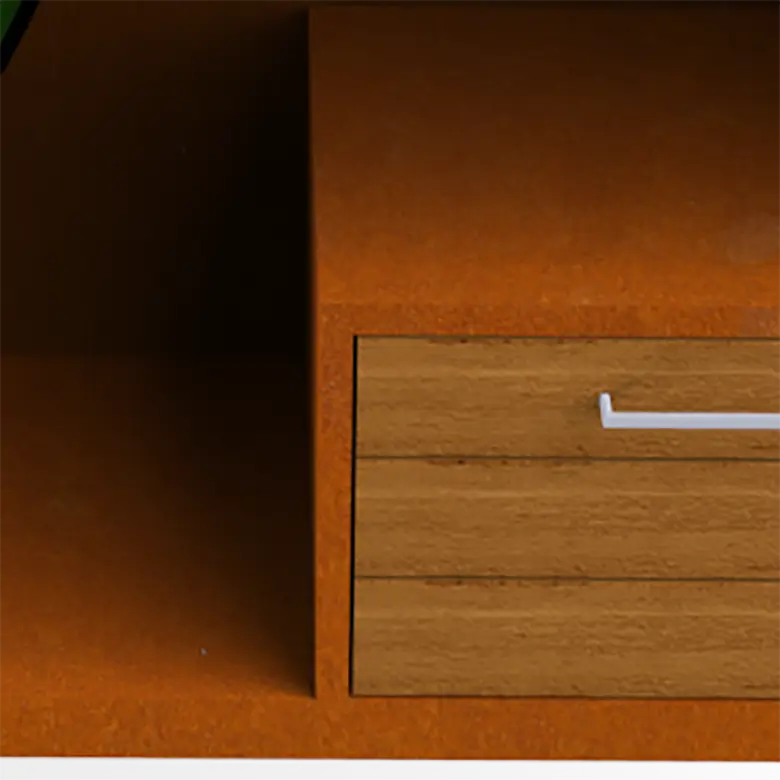 Outdoor kitchen Kamado Corten Steel box Model 1